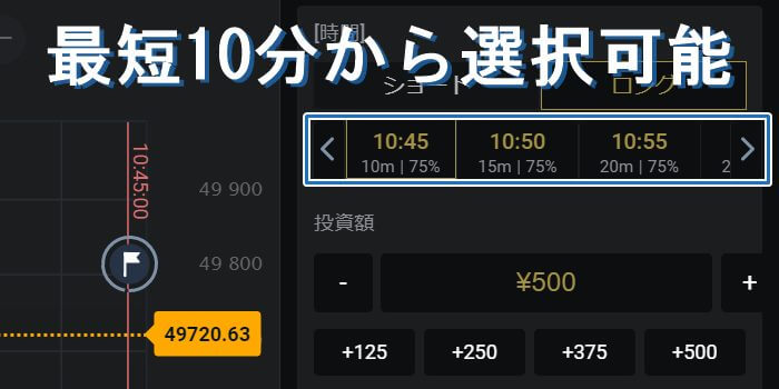 最短10分から選択可能