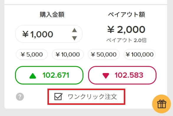 ザオプションのワンクリック注文。