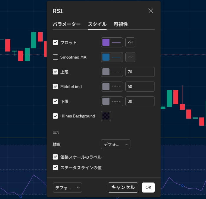 RSIの細かな設定も可能