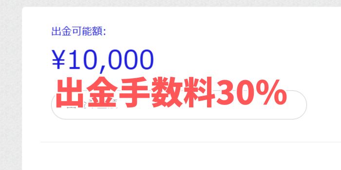 出金手数料が30％発生する。
